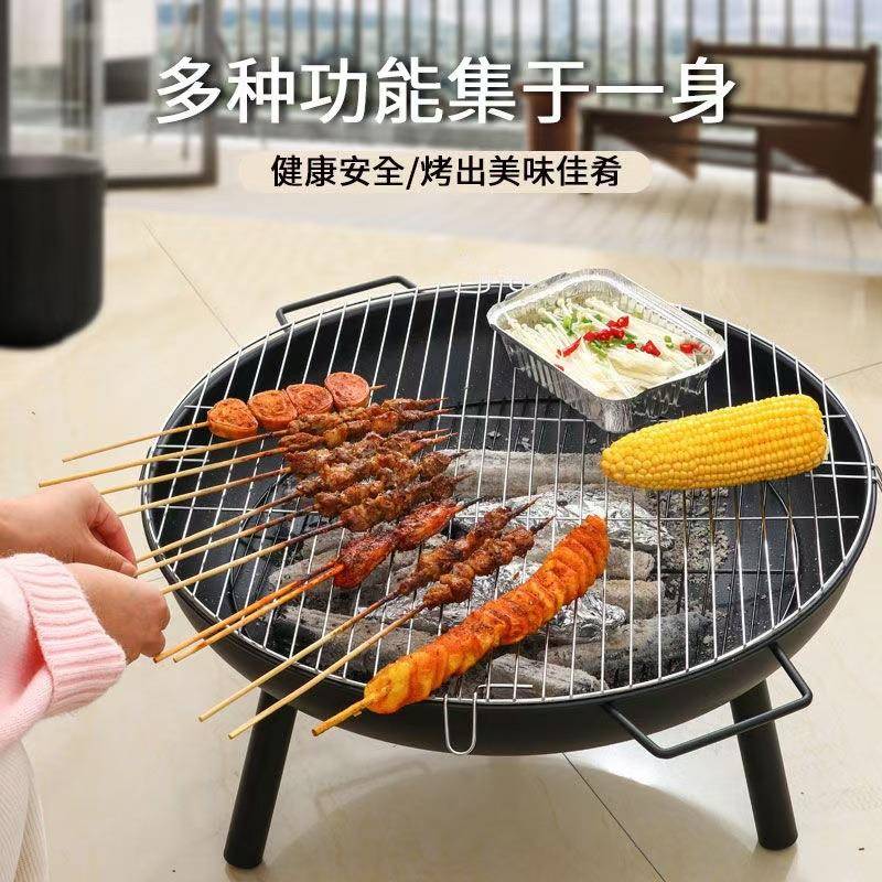 老式炉烤火盆盆铸铁炭火盆围烤炉煮茶取暖烤火室内家用围火炉炭烧