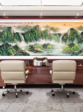 现画代名家纯手绘山水字画右左逢罗科通-风源客厅东墙带太阳水手