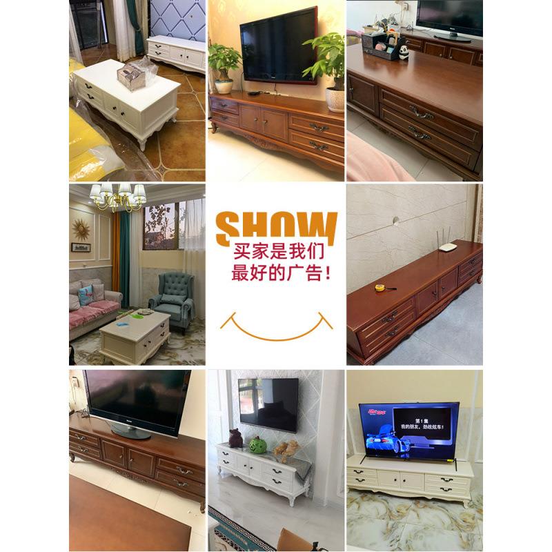 实茶几电视柜组合式简约储客厅美式复古茶桌物地BIA欧柜小户型木