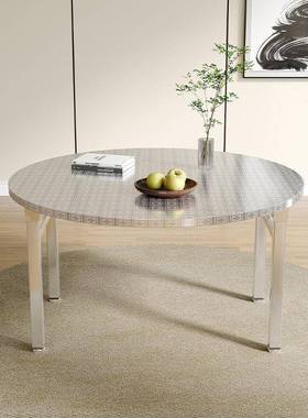 加厚不锈钢折叠饭大圆桌UDH连体方桌餐桌餐饮户外摆家摊吃酒席用桌子