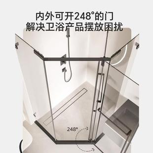 简无屏边框钻石型淋浴房浴极室542玻璃隔断推拉门干浴屏湿分离淋