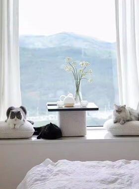 飘窗靠椅榻榻椅米椅凳休闲中家用阳台背椅飘窗民宿茶椅简式GWT约