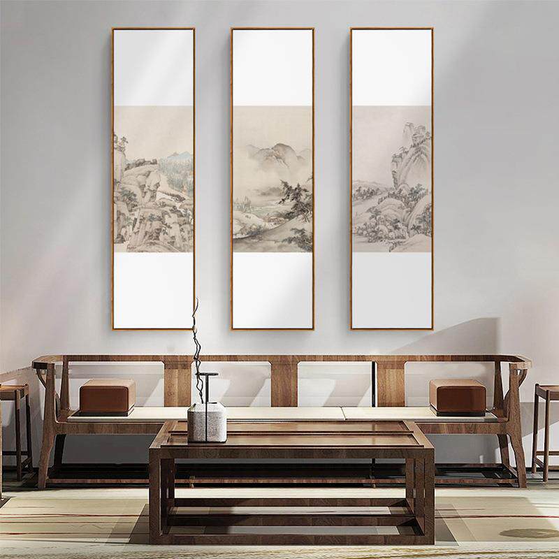 山人家QZ202107新中式原木画风客厅装饰画水工水笔画日式挂玄关壁
