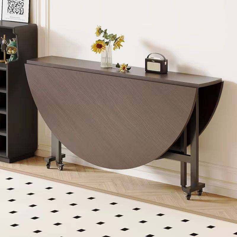 圆桌好餐桌折叠家用转盘圆形桌子面板酒店黑胡桃木实木颗粒板饭桌