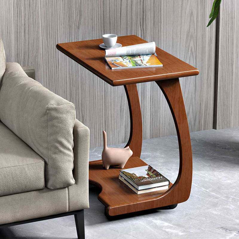 全实木沙发边几简约可移动小桌子带轮子小户型方形卧室床小茶几