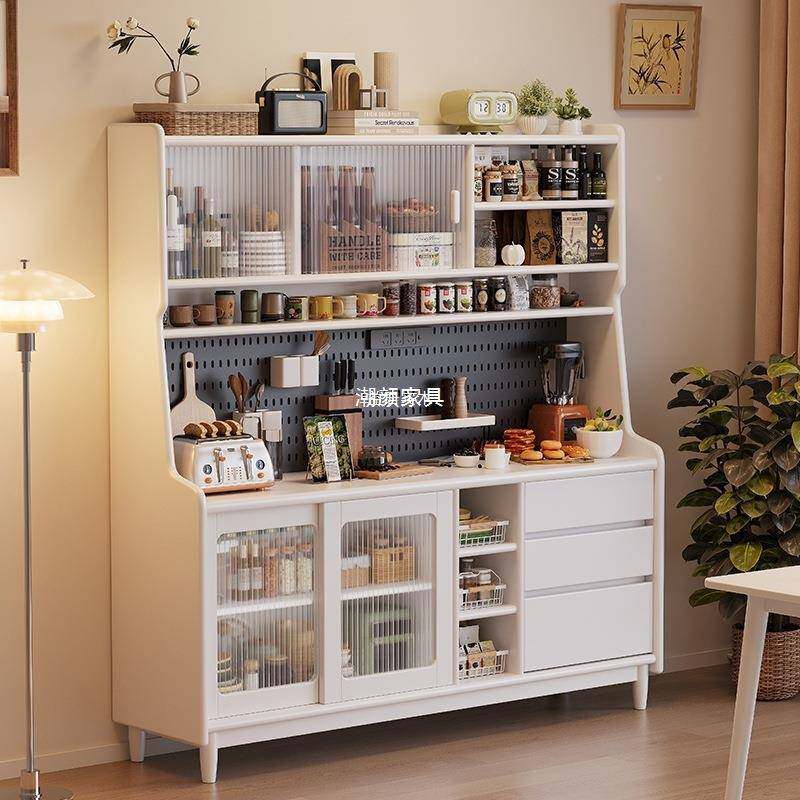 实约木边柜靠墙一体柜置物架简现代厨房日高式家用储实木餐边物茶