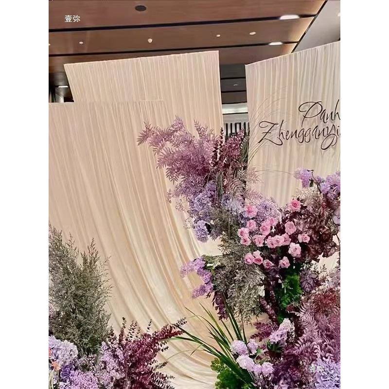 背幕景布979吊顶布弹力布婚礼香帷装饰布布幔奶油色婚庆布幔槟色