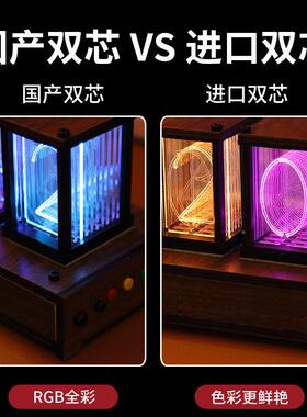 创GB拟辉管时钟电竞房桌R面LE光D灯光意数码桌AL100212搭摆件电子