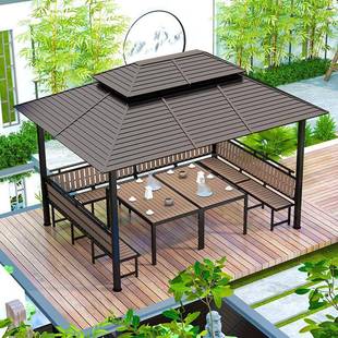 园户外亭庭339院墅镀锌遮阳棚雨棚新中式 露天台凉楼顶花休别闲亭