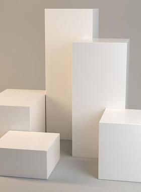 白烤漆展台座圆色柱摆件底圆形长方形六边形橱窗模体特地台701975