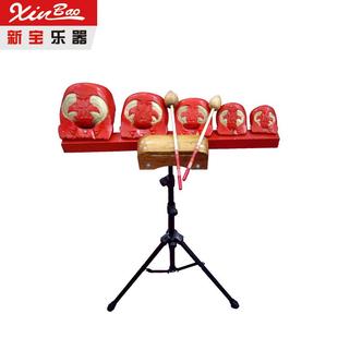 木鱼乐木剧团五音木鱼子多音套装鱼5音器木鱼连架ELH带支架木鱼