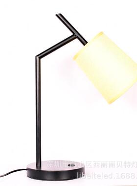 如精选酒店家卧室台灯床头阅布读壁灯铁艺黄色LBT-T170罩灯EDL工