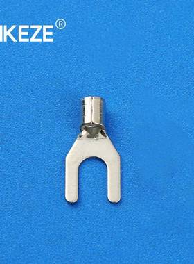 冷压SB2-镀4L头接PCY线端U型铜N裸端锡材质Y型接线鼻电线连接