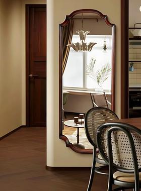 W7美式复古穿衣镜入挂墙家用法SFB式户中古形全身镜壁挂式异落试