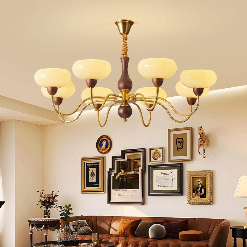 美式复古客厅灯新款豆中古胡桃木餐711油厅灯魔奶风吊书房卧室主,家装灯饰光源,智能吊灯,淘宝优惠券,粉丝福利购,淘宝优惠卷