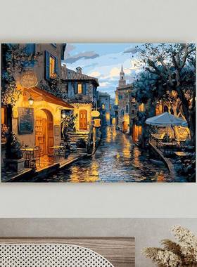 2GZ6M雨小巷线十字后绣025新款绣客厅欧式小幅F7677T87卧室风景油