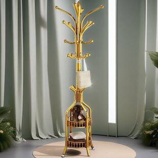 落地衣帽架客厅铁艺挂衣服卧室门口挂包置物架家用单杆立式衣架子