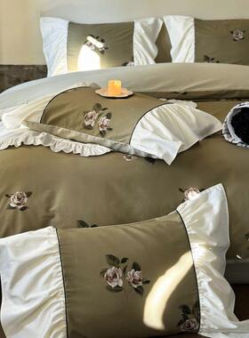 上法式轻奢100支澳棉四件卉套复古花印花纯棉被套床单1MLD-09.米8