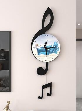 奶油装风客厅餐PIY时厅挂钟2025音符现代简约钟创墙意艺术饰网红
