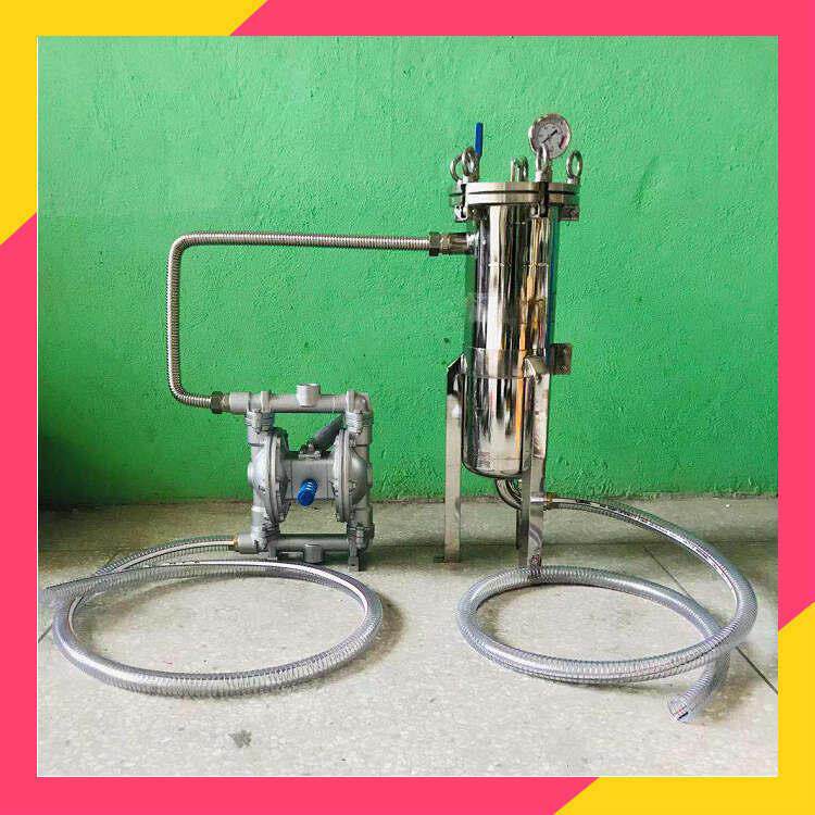 小型涂布滤胶水过滤器气动隔膜泵除式DLZ-QB-D过机采用滤袋去杂质