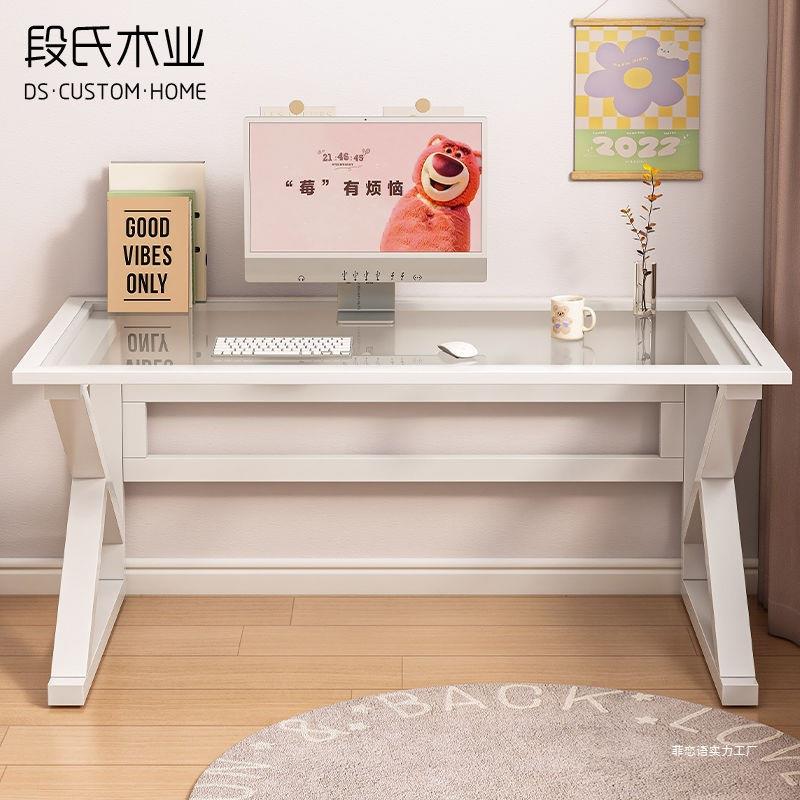 电台式化玻璃电竞桌办公简约学生书桌化妆钢XNX家用经济脑型写字