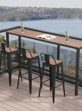 闲台长阳条桌靠窗MS-2261户外吧台露天桌休椅组合院防庭水防晒高脚长桌子