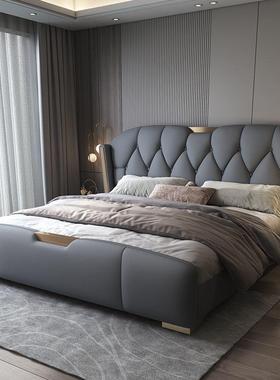 式轻奢现代简双人床豪华卧软包FYA储意物床室豪华结约婚大床