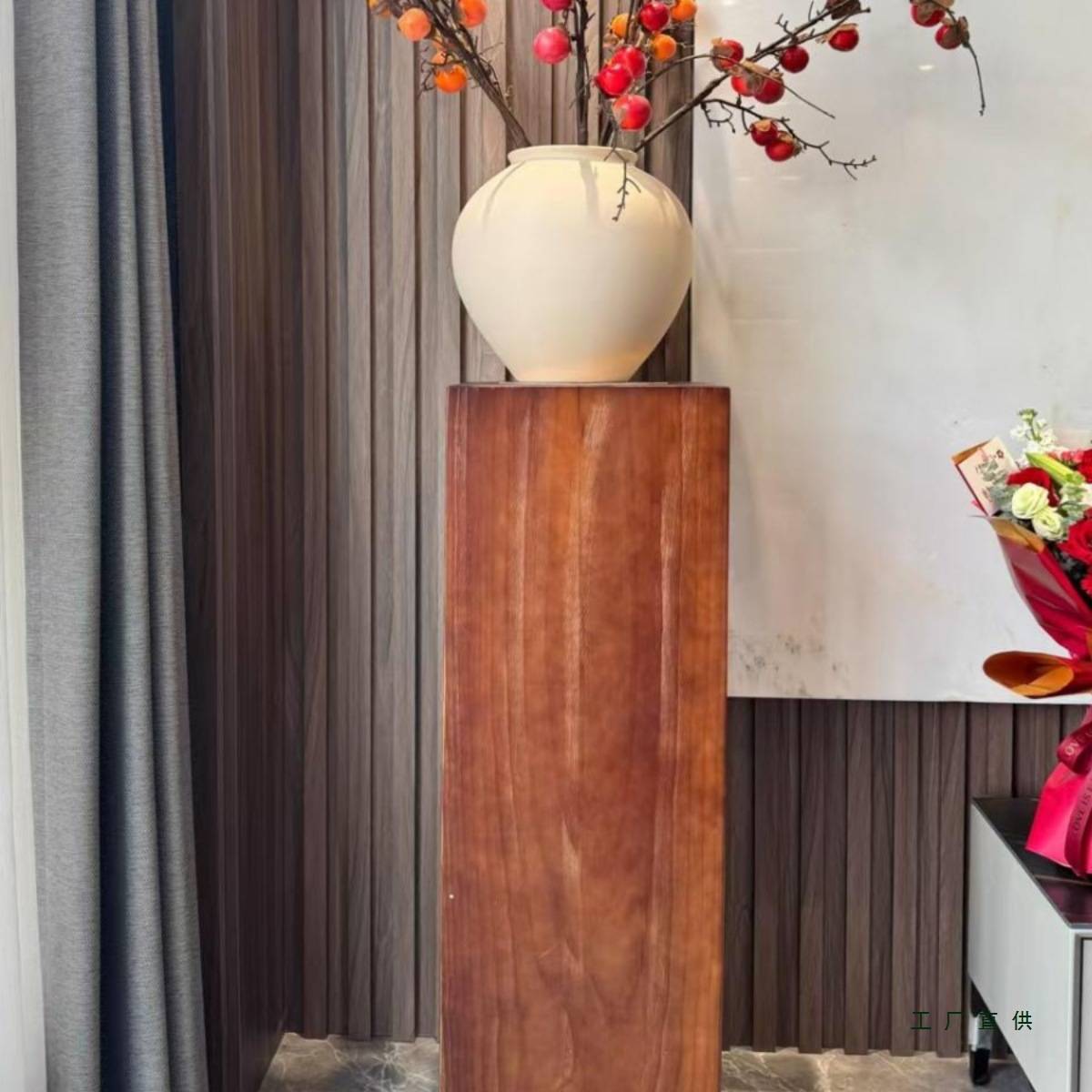 诧寂风方形复古实木根雕木墩子民宿玄关摆件木桩盆景花架边几木墩