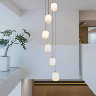 新中式简约旋转楼梯灯复式楼别墅民宿公寓客厅餐厅中空跃层长吊灯