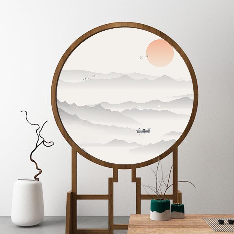 工厂家直销夹山水画玻璃超艺术格山白水画玻璃701风夹丝艺蒙砂渐