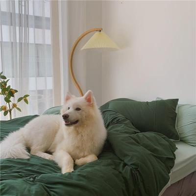 Bluehaez｜全针织x11棉四件棉套雾笠霾蓝简约纯色双拼裸睡床品床