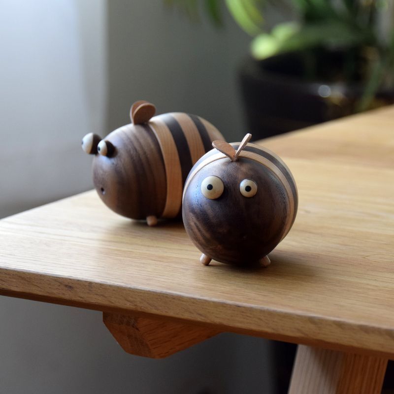 蜜蜂牙签盒居家用桌面实r木制牙签筒创意可爱萌物装饰摆件罐子礼