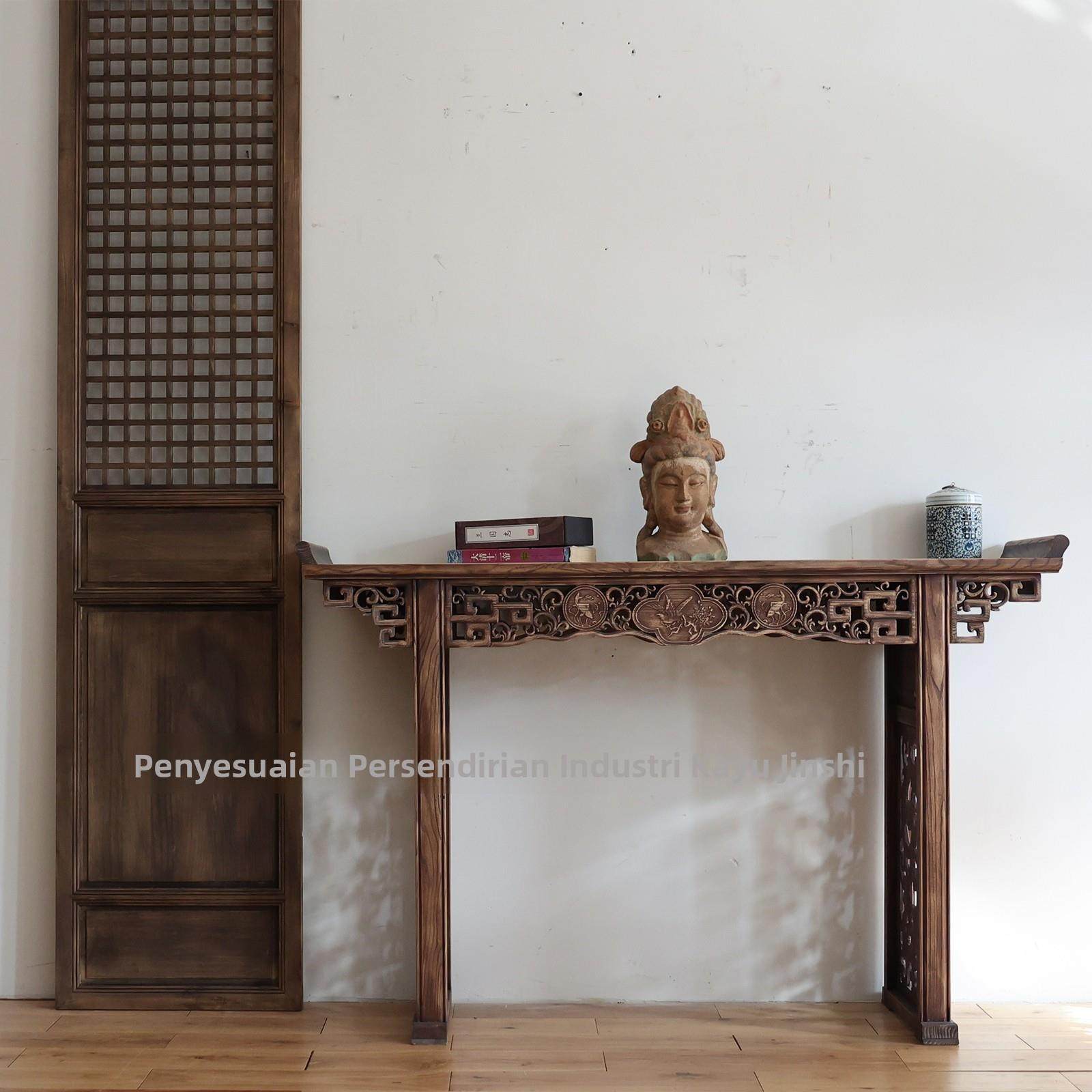 中式条案覆古做旧供台彷古佛台供桌实木玄关台中堂条几置物架装饰