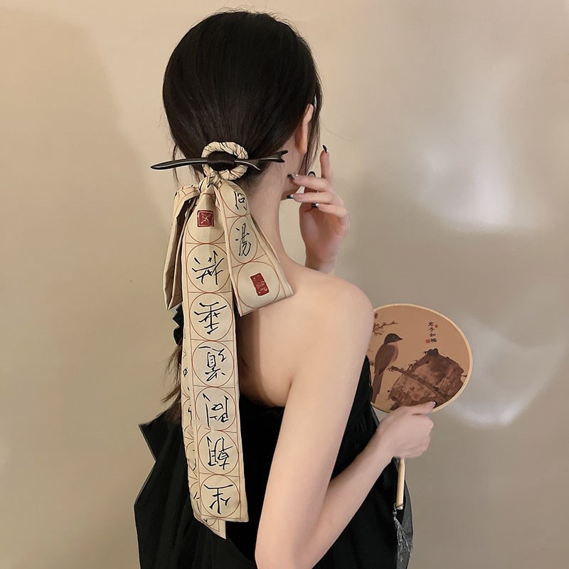 高级感鹿角d发簪女古风优雅发带仙气蝴蝶结新国风头饰网红盘发优