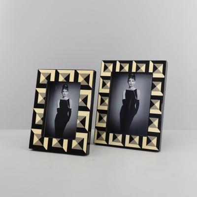 欧式创意简约黑白格子木件质烤漆相摆客厅卧室书房框玄0489饰关家