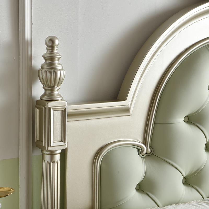 美式轻奢主卧实木床高现代大简约双人床端1欧婚床储物软包式公主