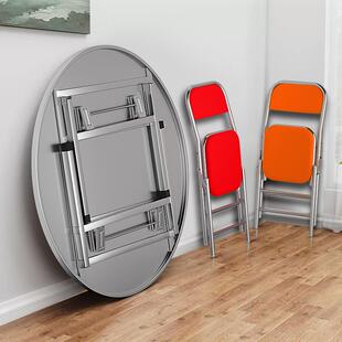 8桌V304锈钢折叠圆桌餐不桌家用吃桌客不锈钢折厅烤火户外便携饭