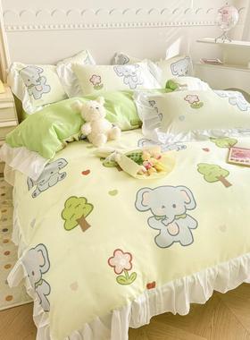 主风床裙款四件被套公床单套加厚磨毛保暖被季罩双人四nKF5CTHn床