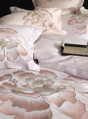 2024春优夏0高定款新雅刺绣10全棉长绒棉轻kaz奢四件套纯棉亲肤床