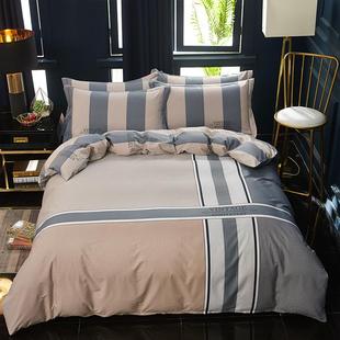 GZ56M纯斜纹英伦风四套件条格欧美被套床F58MTM笠.8米1.m21床品秋