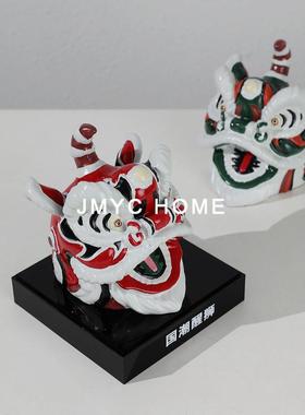 新中式手绘国潮醒子头摆件样板房间客厅房茶几狮电柜ZNE书软视装