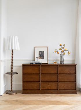 230340RZA9Lomechoce复古实木斗柜餐边柜新i中式客厅靠墙屉收h纳储抽物柜