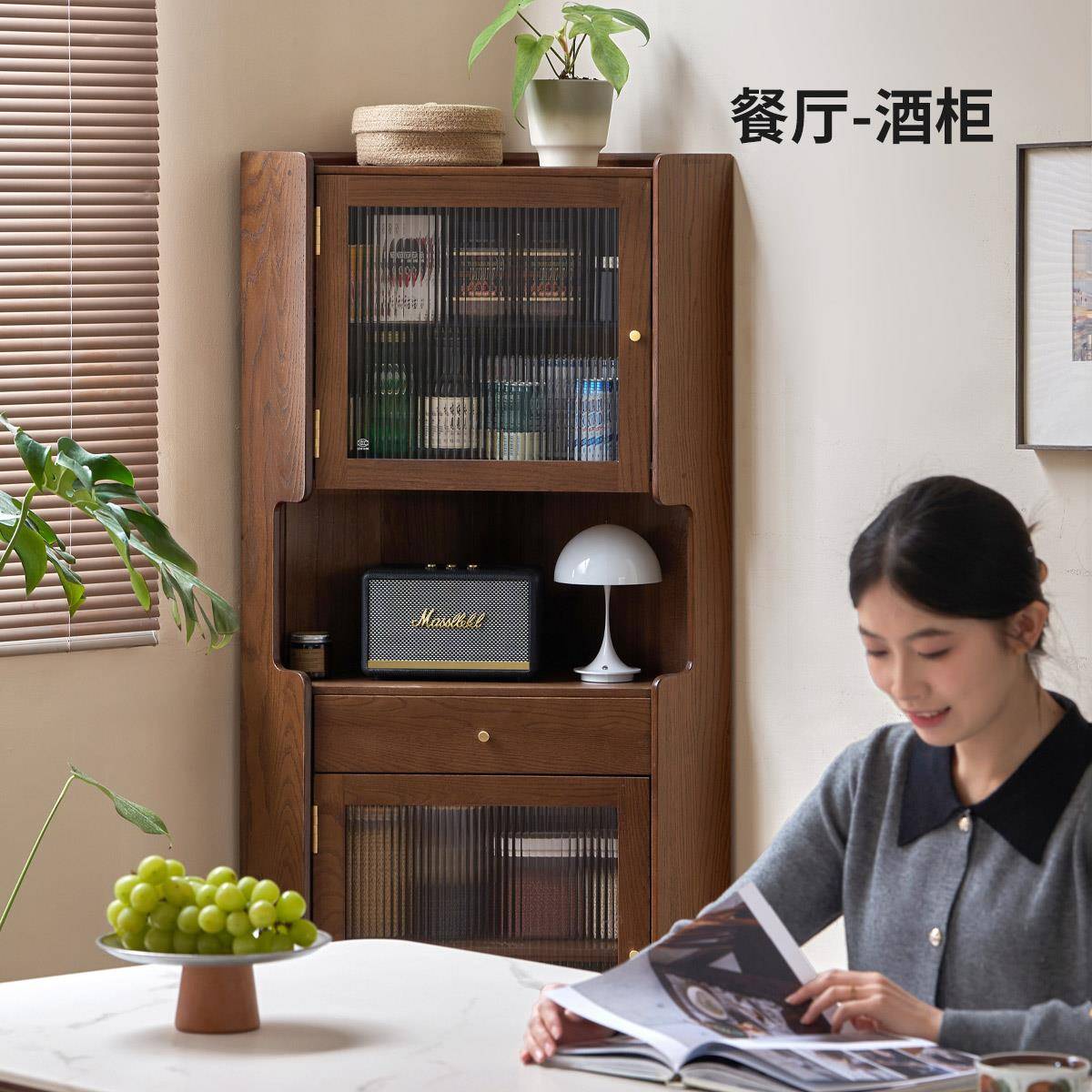 实木三角柜酒简约橡木墙转角置物架角320角柜靠墙落收纳柜