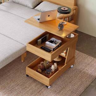 全实木功可移推动茶几小户型客边几阳台多能车家用升降#003沙发厅