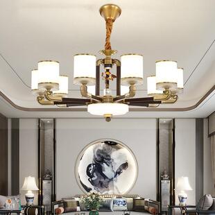 复式国楼大吊木669厅灯别墅楼中楼客灯loft全铜实中风新中式楼梯