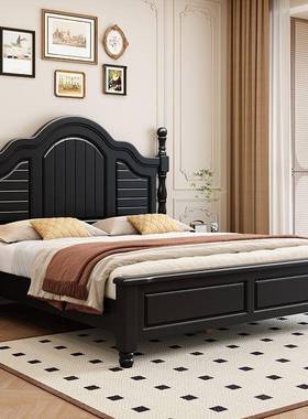 美复古木床1色双人床.8现代1.黑5简约轻奢YYP式婚床储物床法式