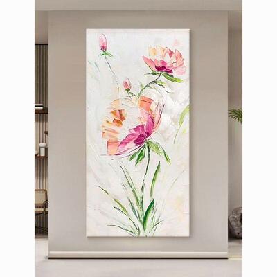 RPT顺丰抽立体牡挂丹花玄关画纯象手绘油画代肌理花卉大现芬村客