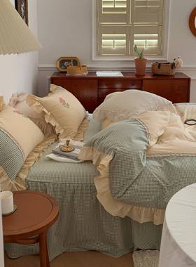 6L玫与格庄园︱韩瑰式子刺绣公主风床F665TM5裙A四件套水洗纯棉花