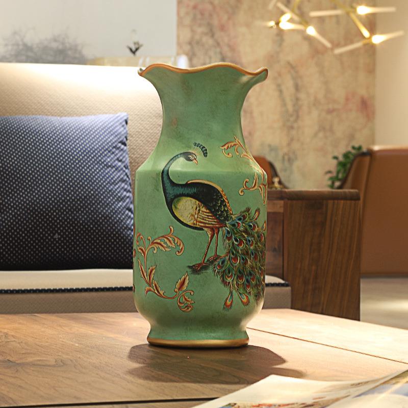 美式陶瓷花瓶灯插花器客厅装软工品摆929件仿艺古做旧笼瓶复古风