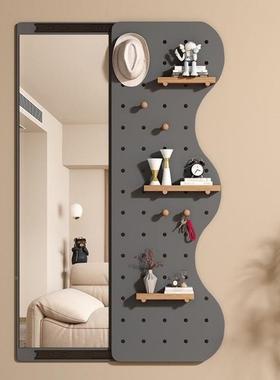 洞洞板形穿衣镜推隐拉暗式可OPU关全闭身镜家用壁挂式玄关试藏衣